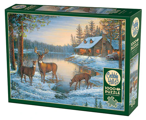 Cobble Hill A Quiet Place 1000-piece jigsaw puzzle featuring a tranquil countryside landscape with peaceful forests, wildlife, and relaxing natural surroundings.