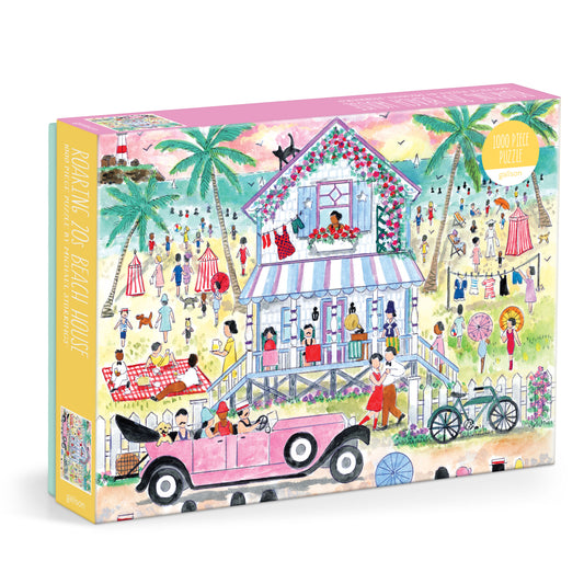 Galison Michael Storrings Roaring 20s Beach House 1000-piece jigsaw puzzle featuring a glamorous vintage beach house inspired by the Roaring Twenties.